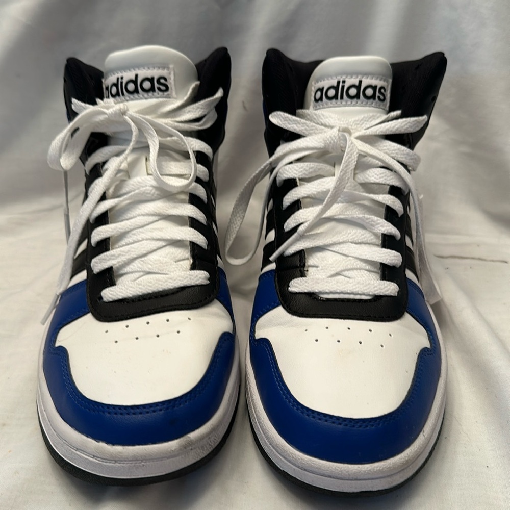 Men's Size 8.5 Adidas Neo Hoops 2.0 Mid Blue/White/Black Shoes G55053 NEW No Box